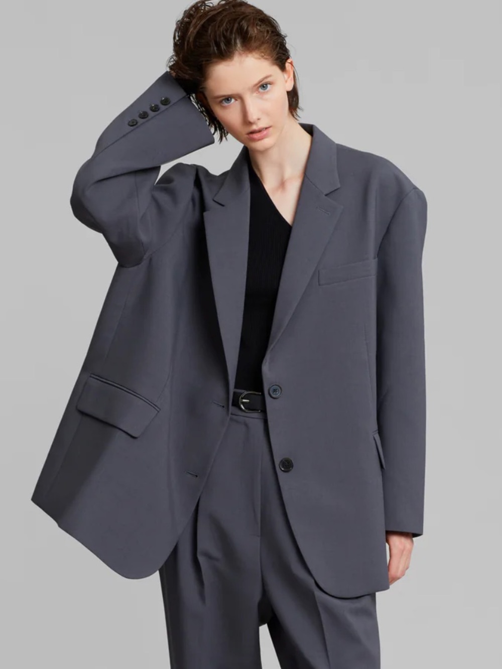 The Frankie Shop Gelso Oversized Blazer Suit Jacket